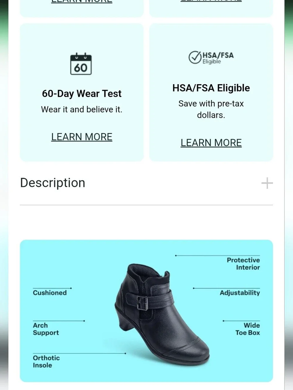New Orthofeet Bioheels Comfortable Women Black Leather Ankle Boot Buckle 9.5 W